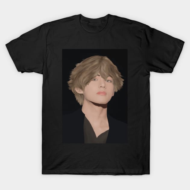 BTS V Digital Portrait T-Shirt by Sharlynn Claire